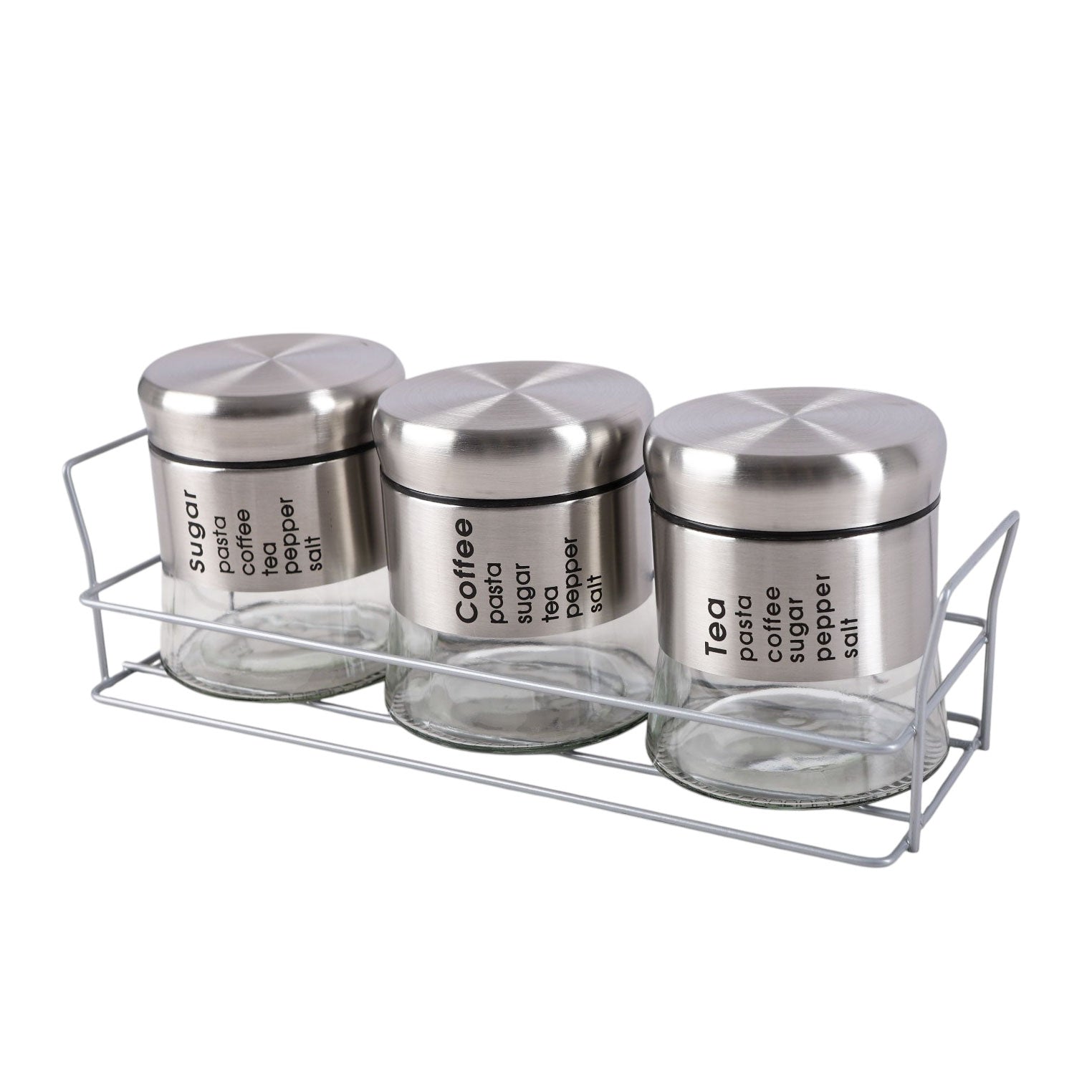 4-piece glass spice set with stainless steel lid, model 371