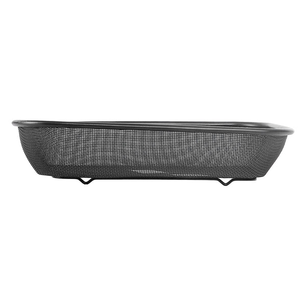 Small rectangular black plated stainless steel strainer