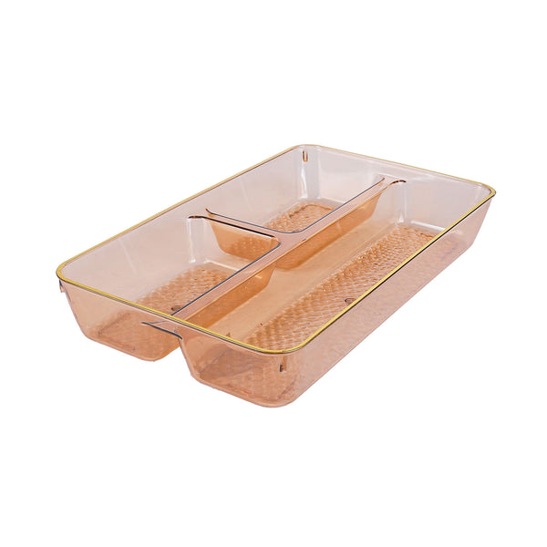 Clear Acrylic Refrigerator Organizer with Gold Frame, 3 Drawers, 26.5 cm, Model 16109