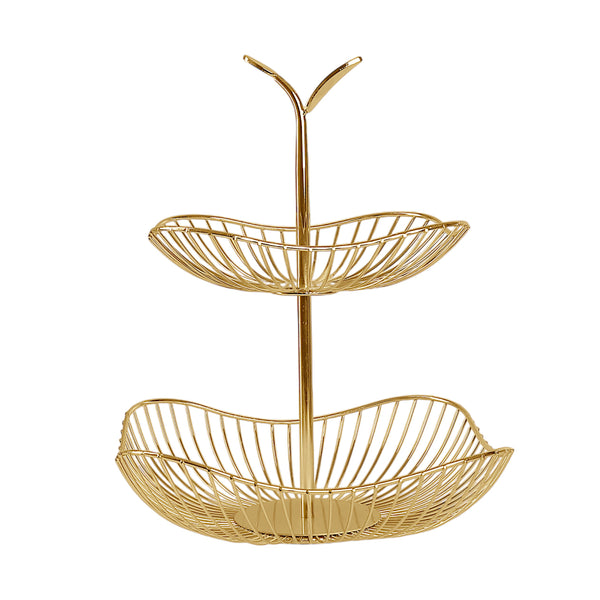 سلة فاكهة KANGDA ستانلس دهبي 2 دور موديل T-1453