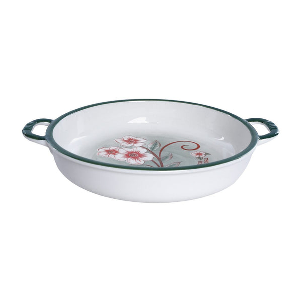 2-handled round ceramic plate