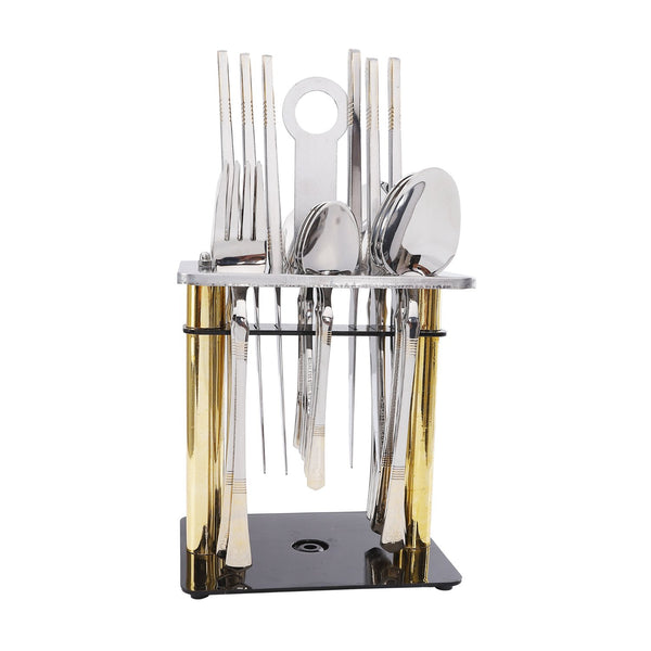 Cutlery Set, 24-Piece Gold-Padded Laser Cutlery Set, Model 13866