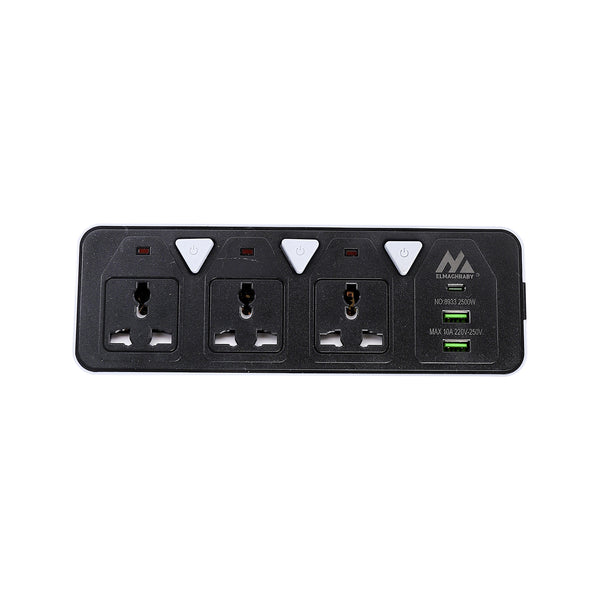 مشترك كهربائي المغربي 3 عين كارت فاكيوم 2 متر USB موديل 8933