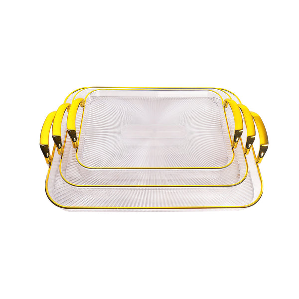طقم صينية TRAY اكليريك باطار ذهبي 3 قطع موديل DN-1