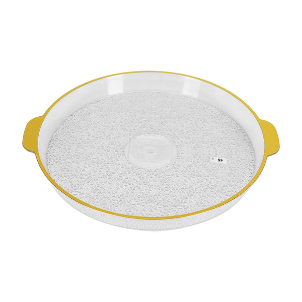Round acrylic tray with a golden frame, model 9