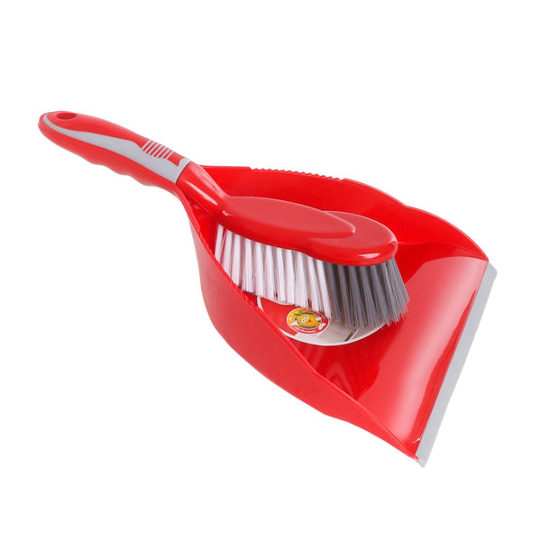Red broom with brush