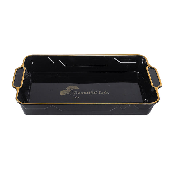 صينية تقديم بلاستيك بيد مستطيلة الوان صغيرة موديل T-1640