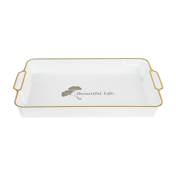 صينية تقديم بلاستيك بيد مستطيلة الوان وسط موديل T-1641