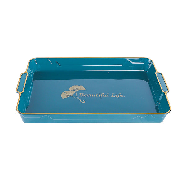 صينية تقديم بلاستيك بيد مستطيلة الوان كبير موديل T-1642