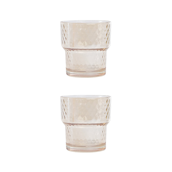 2-piece polygonal glass cup set in various colors
