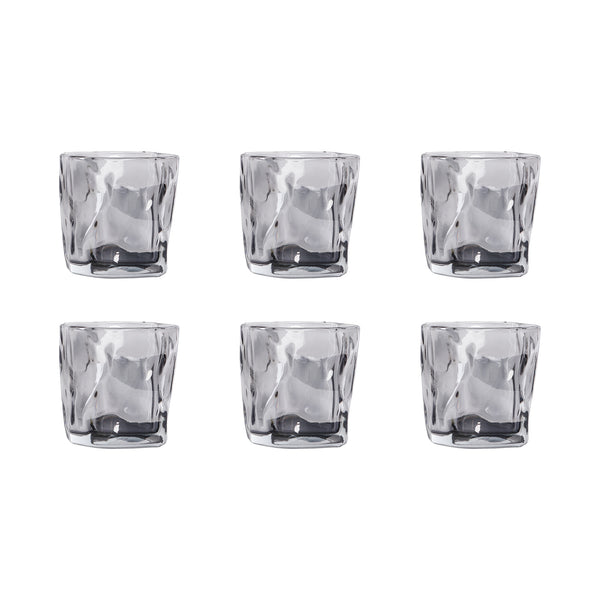 6-piece black ribbed glass cup set