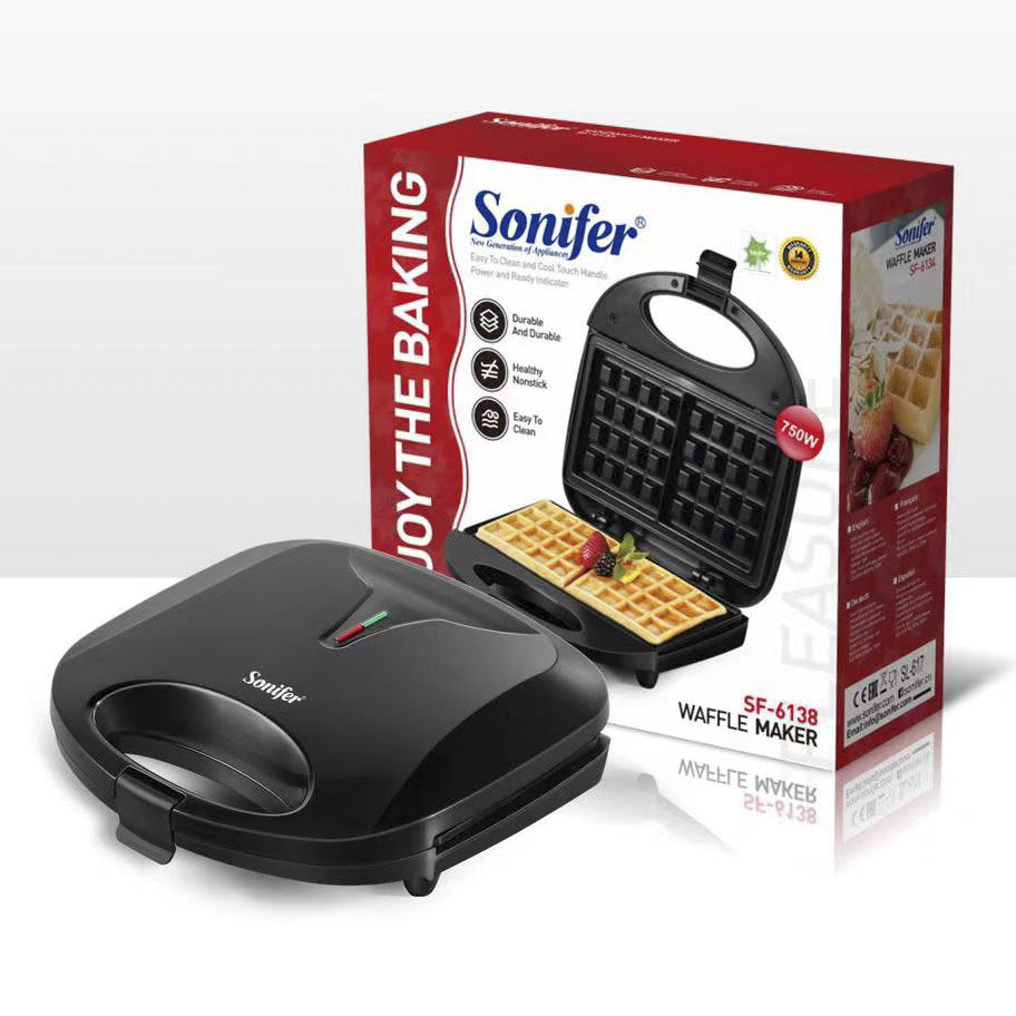 ماكينة صنع الوافل الكهربائية سونيفير 750 وات اسود موديل SF-6138 