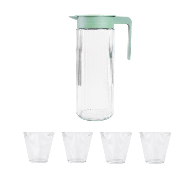 طقم دورق زجاج + 4 كوب BOWETTE مضلع موديل 1670