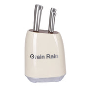 طقم سكينة مطبخ GRAIN RAIN استانلس + استاند موديل 19558-702 - اوف وايت 