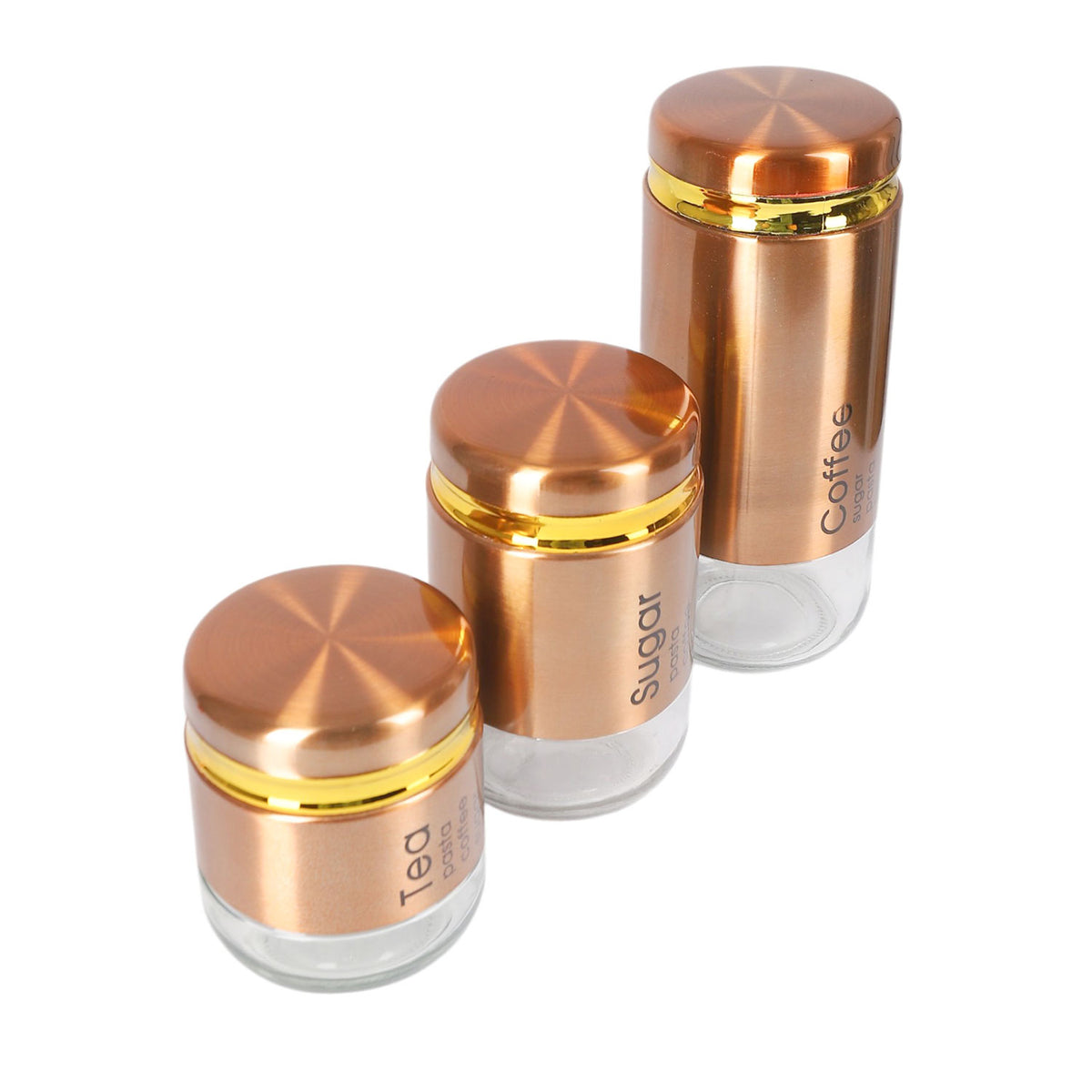 طقم توابل زجاج 3 قطعة غطاء نحاسي موديل DN-465 