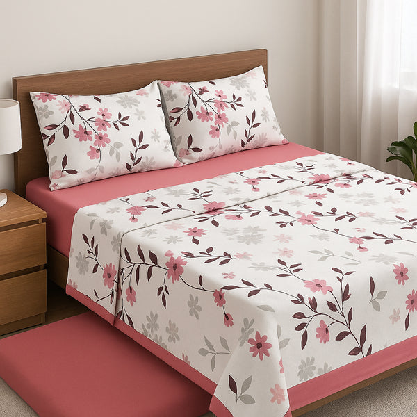 طقم ملاية سرير استيك الوان مشجرة مقاس 180 سم  NOURY TEX