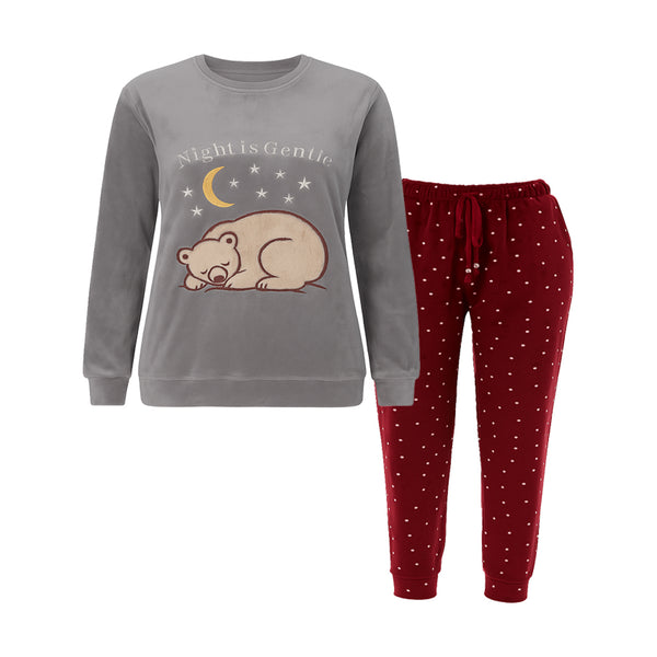 بيجامة حريمي شتوي قطيفة ريجينا راوند موديل 786