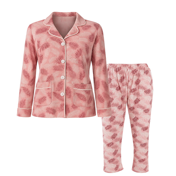 بيجامة حريمي شتوي قطن حور العين زراير مشجر عادي موديل 609