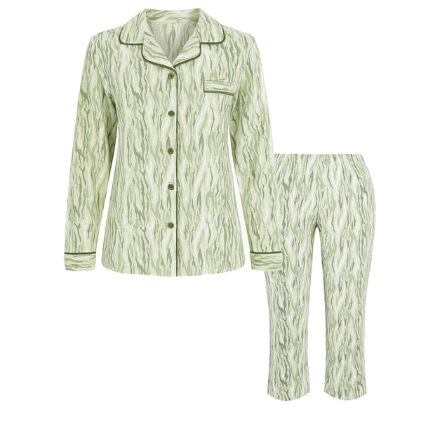 بيجامة حريمي شتوي قطن ميما مود زراير مشجر عادي موديل 308