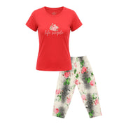 بيجامة حريمي برمودا قطن صيفي ارابيلا نص كم موديل 1418 
