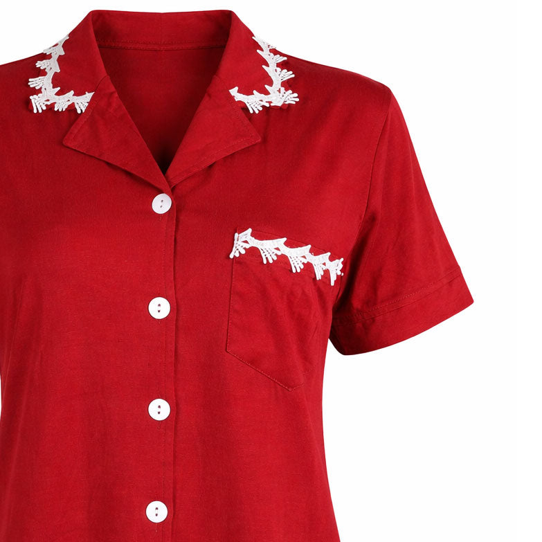 بيجامة حريمي صيفي فيزون LA LUNA نص كم زراير موديل 7055 