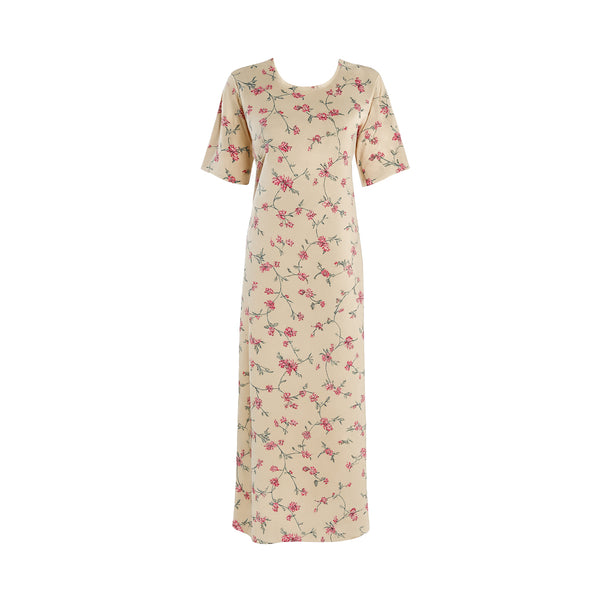 Women's summer Caesar half-sleeve plain patterned jalabiya, model 5065