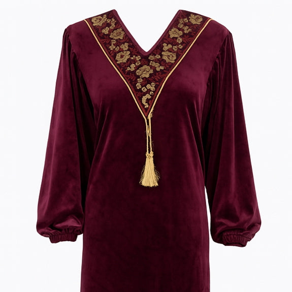 جلابية حريمي شتوي جميلة قطيفة موديل 401