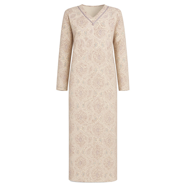 جلابية حريمي شتوي ارابيلا قطن موديل 5018 - مشجر