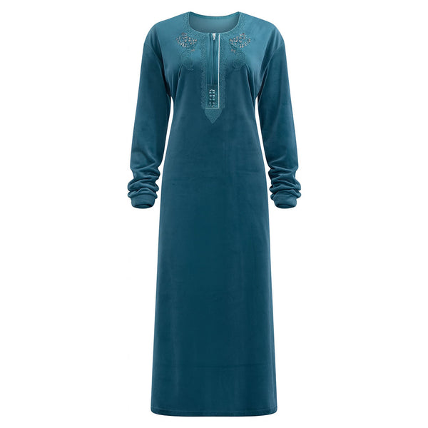 جلابية حريمي شتوي كراون قطيفة موديل 1026 مقاس خاص