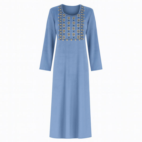 جلابية حريمي شتوي قطيفة كيوتا تطريز عادي موديل 6016