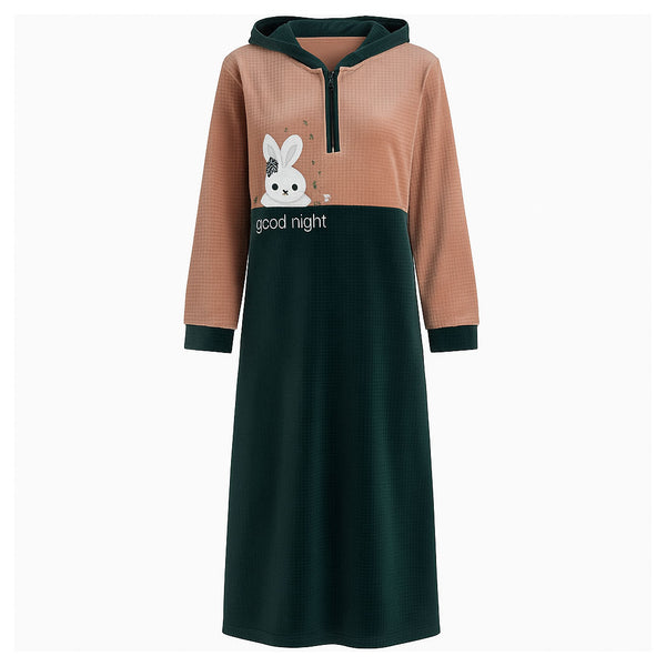 جلابية حريمي شتوي قطيفة كيوتا تطريز كابتشو عادي موديل 6019