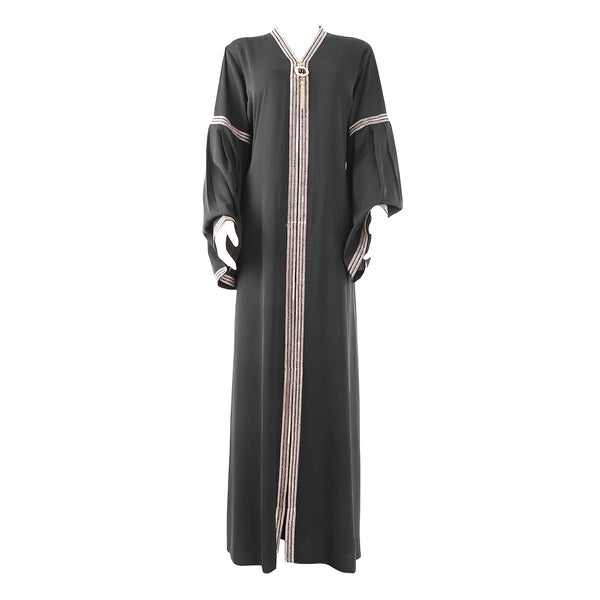 Women's summer outing abaya, dewy embroidery, sleeves, model 486