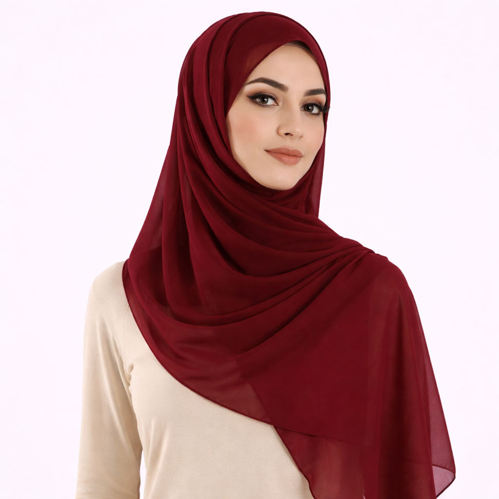 طرحة حريمي شيفون + تلبيسة MAWADA SCARF سادة 