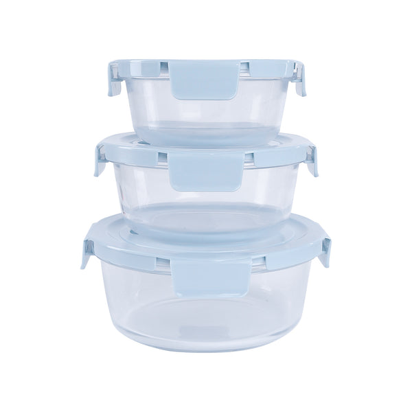 طقم ثلاجة زجاج 3 قطعة مدور غطاء جوان موديل 12992