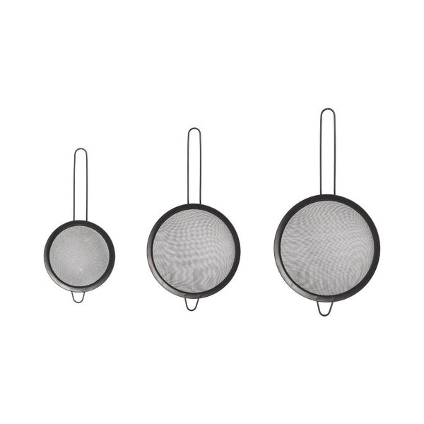 Black strainer set, multiple sizes, 3 pieces