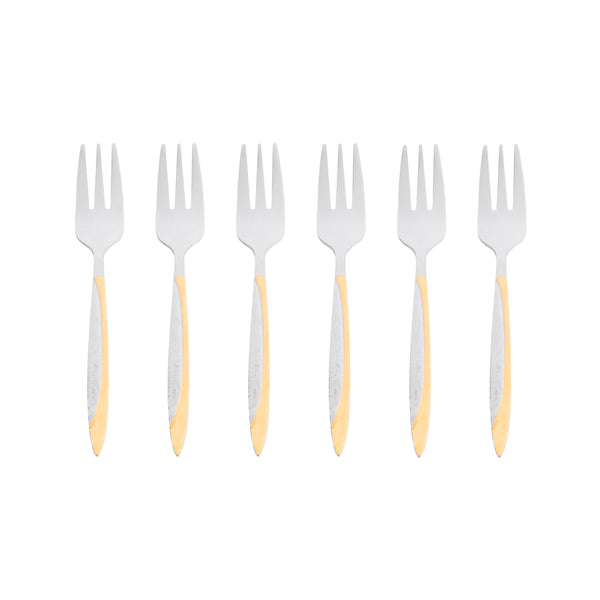 6-piece cake fork set with a golden pen M66