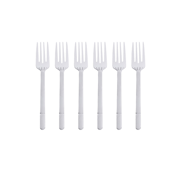 6-piece cake fork set, plain silver print, 955-3
