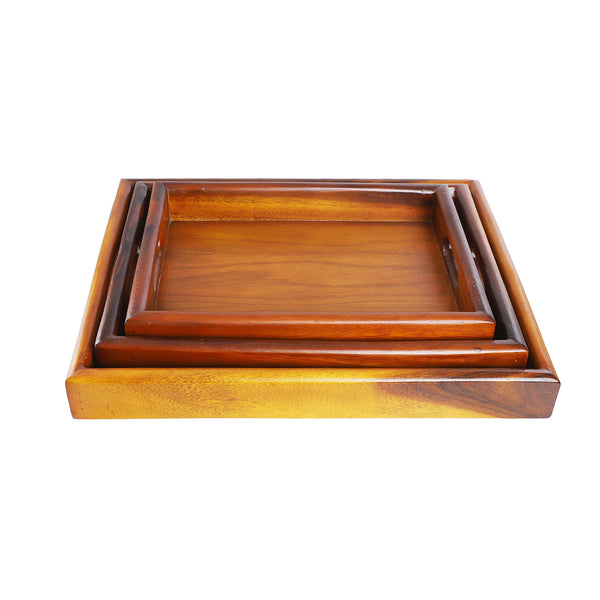 Lux 3-Piece Rectangular Wooden Tray Set