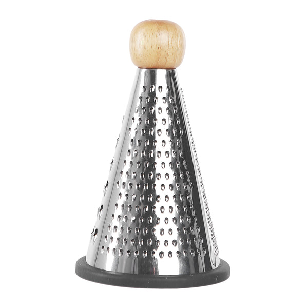 Stainless steel grater with wooden handle