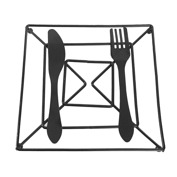 Modern square black fork and knife hot plate holder