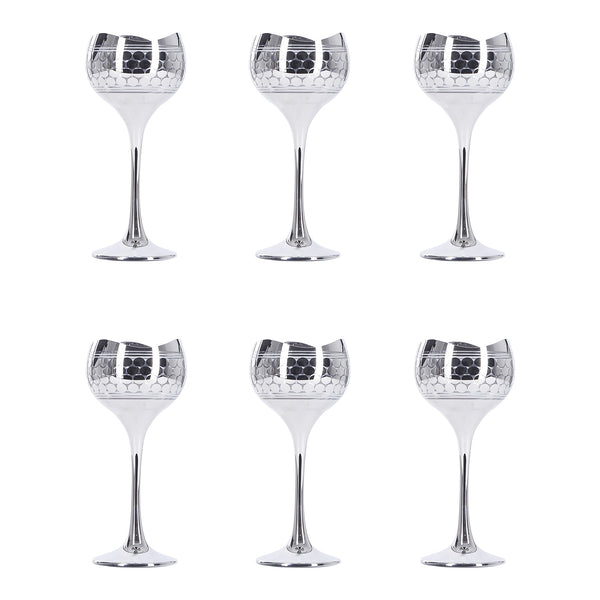 Al Fanar Boom Glass Cup Set, 3 Platinum Lip, Vacuum, 6 Pieces, Model 4636