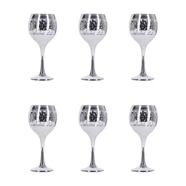 Al Fanar Platinum Stretch Vacuum Glass Set, 6 Pieces, Model 5196