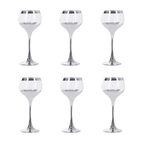 Al Fanar Boom Platinum Laser Glass Cup Set, 6 Pieces, Model 0037