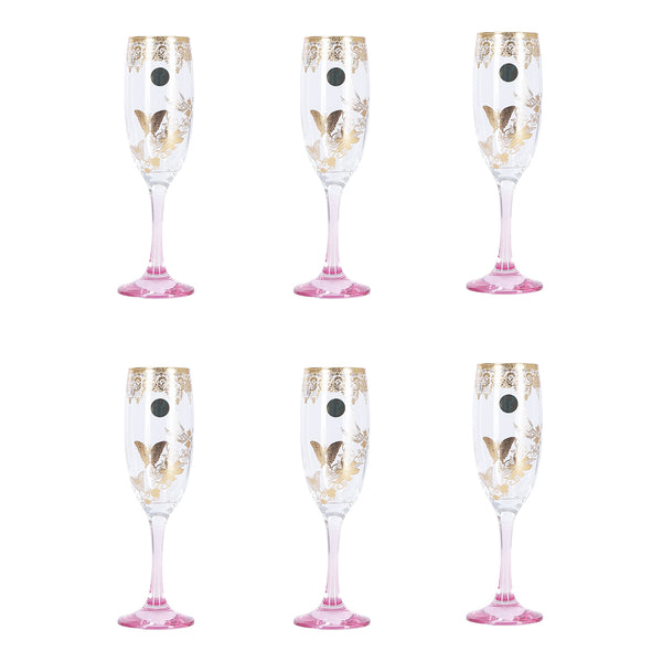 Al Fanar Imperial Butterfly Rose Glass Cup Set, 6 Pieces, Model 4917