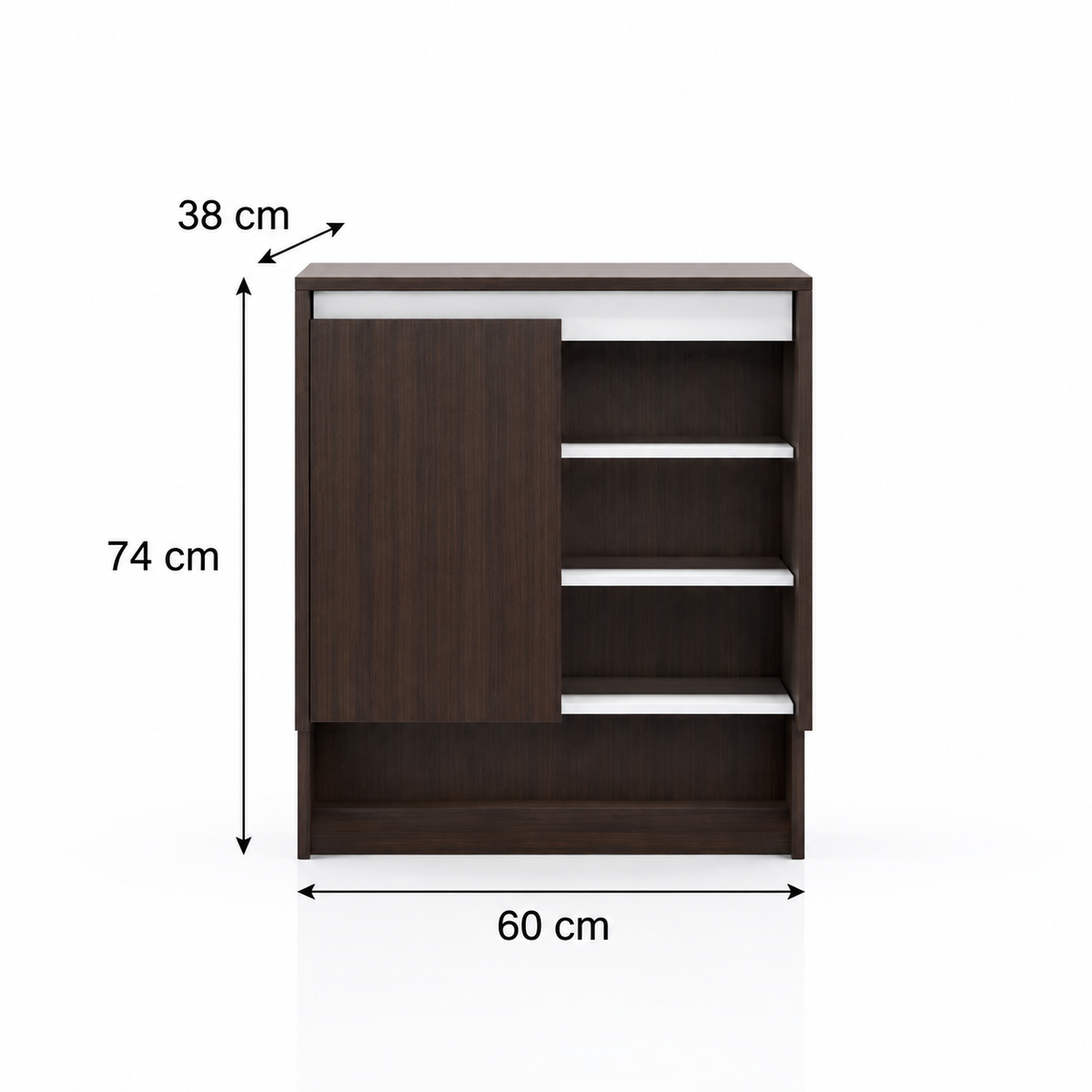 جزامة MDF 3 أرفف أبيض وبني - 38×96×80 سم - التوحيد والنور