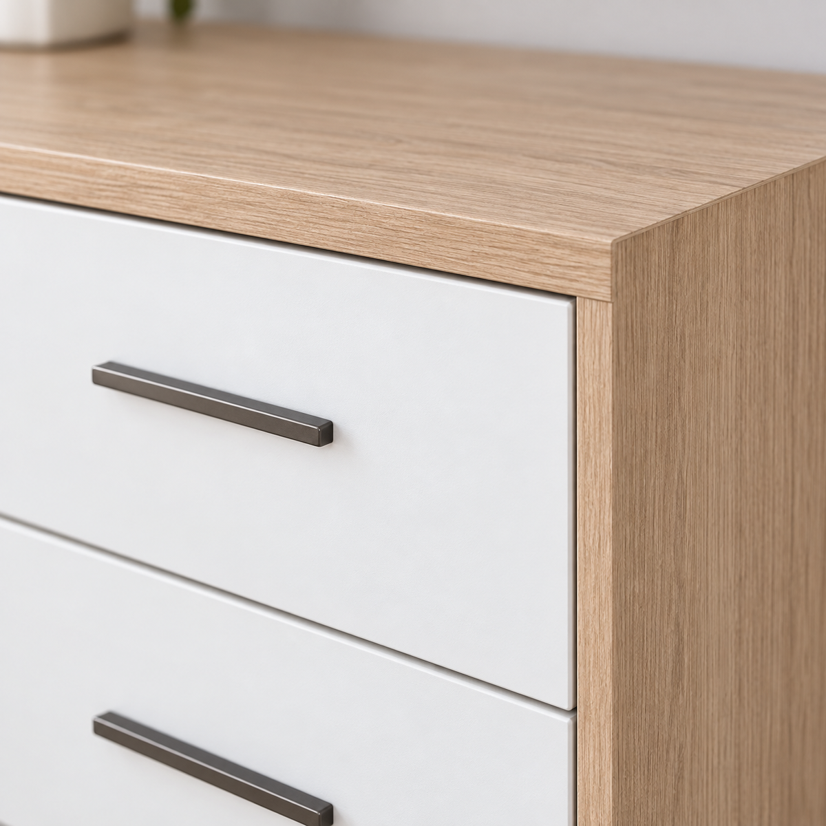 وحدة أدراج MDF 6 أدراج بيچ وأبيض - 100×80×40 سم