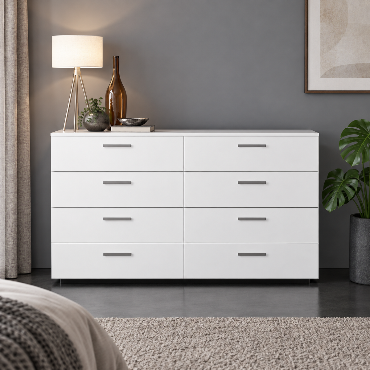 وحدة أدراج MDF 8 أدراج أبيض - 80×90×45 سم