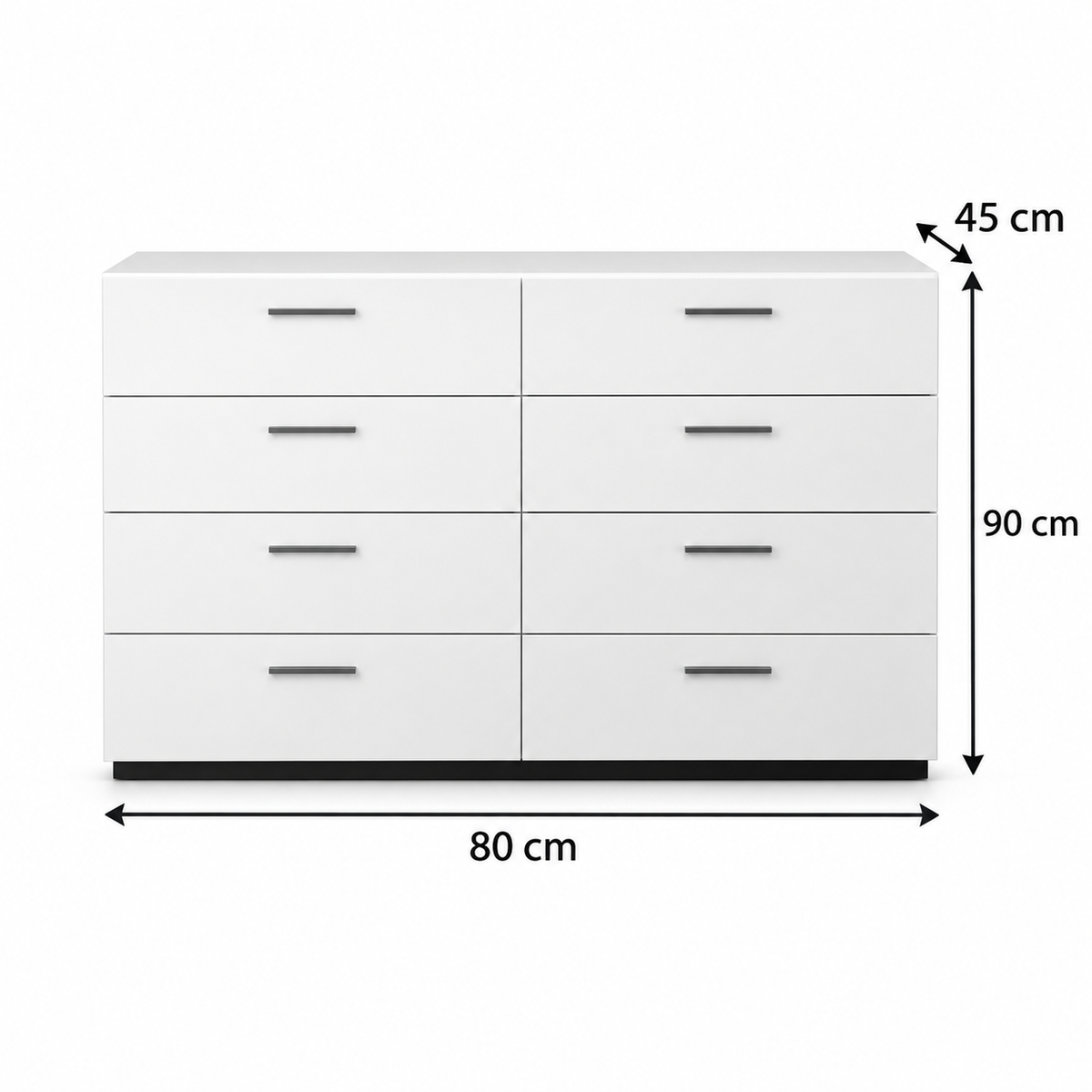 وحدة أدراج MDF 8 أدراج أبيض - 80×90×45 سم