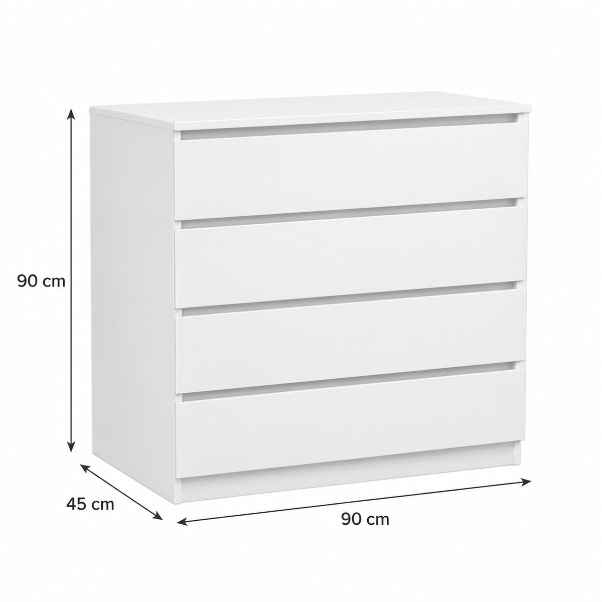 وحدة أدراج MDF 4 أدراج أبيض - 90×90×45 سم