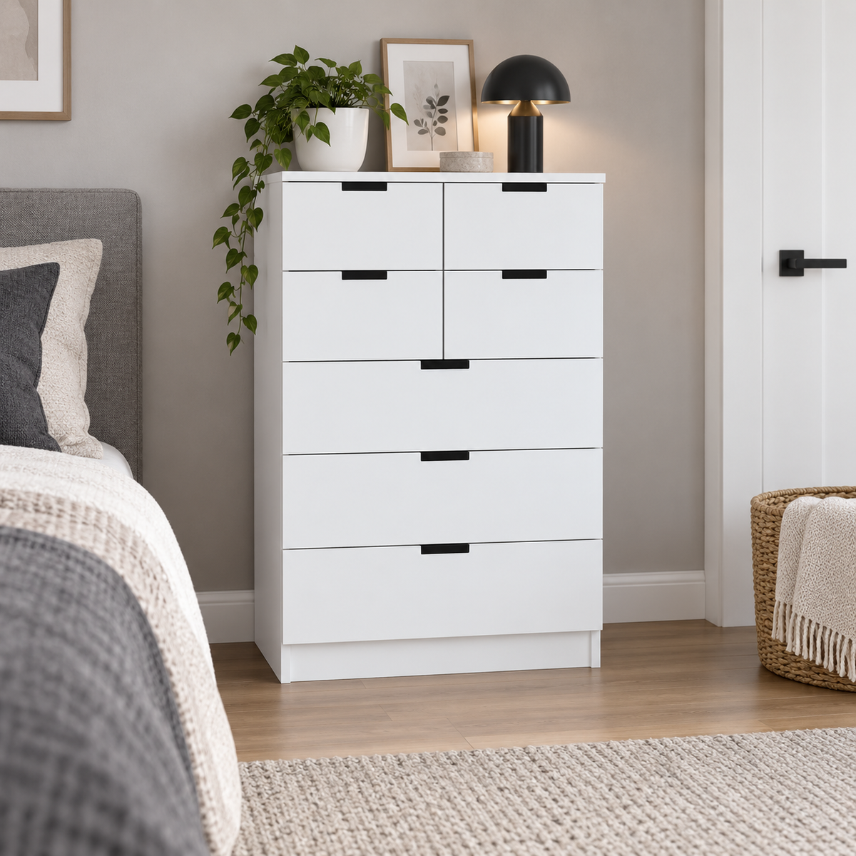 وحدة أدراج MDF 7 أدراج أبيض - 90×50×40 سم